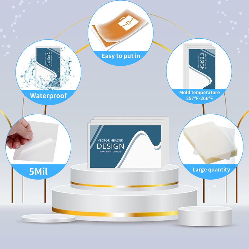 Index Card Laminating Pouches 3x5 File Card Laminating Pouches Lamination Pouches Recipe Card Laminating Pouches for Work Permits Pass Cards Student ID Cards (100, 5mil) 100