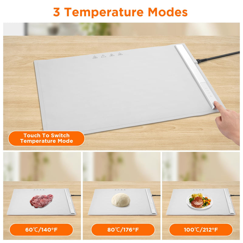 Portable Food Warmers,Electric Warming Tray Hot Tray Heating Mat Food Warmer Heating Pad Keep Foods Warming for Gatherings,Parties, Auto Shut-Off Gray
