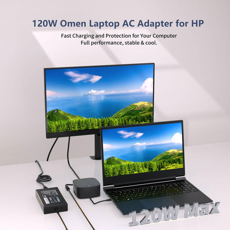 120W Power Adapter Laptop Charger for HP Docking Station Power Cord G5 USB-C/A Universal Dock G2 5TW13AA Envy 15 17 Series Omen 15-5000 5100 5200 710415-001 L41856-001 AC Power Supply-4.5 * 3.0mm