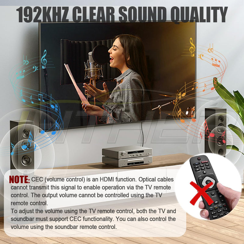 192KHz HDMI ARC to Optical Audio Adapter, HDMI ARC Cable for Soundbar to TV, Plug & Play Optical Audio to HDMI A RC Converter, Optical Audio Splitter Support for PCM/LPCM/Dolby 5.1/DTS 5.1[No CEC]