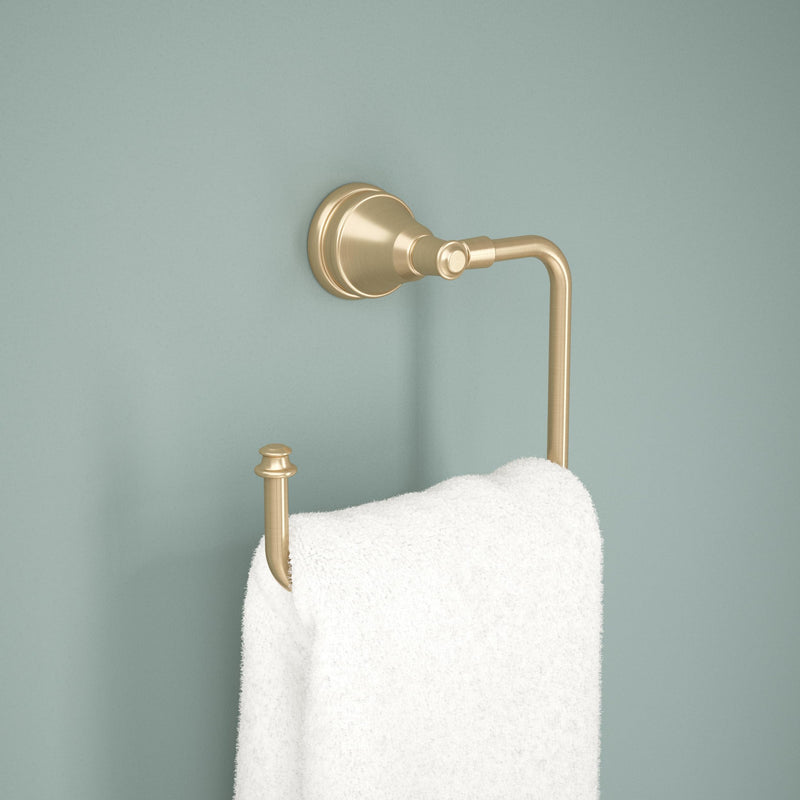 Delta Mylan (1-Pack) Hand Towel Holder Champagne Bronze Towel Racks for Bathroom Wall Square Towel Ring Holder for Bath Towel Hanger for Kitchen, Bathroom Accessories MYN46-CZ 6.52 inches x 2.72 inches x 6.2 inches
