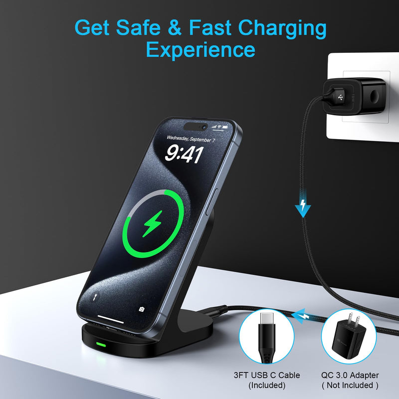 Wireless Charger Fast Charging Stand for Moto G Stylus 5G 2026/G Power 2025 | 2024,Edge 2026 2025 2024 2023/Edge 70 Ultra 60 Pro/Razr/Razr 60 Pro/X70 Air/X50 Ultra/X40,15W Android Wireless Phone Charger Black