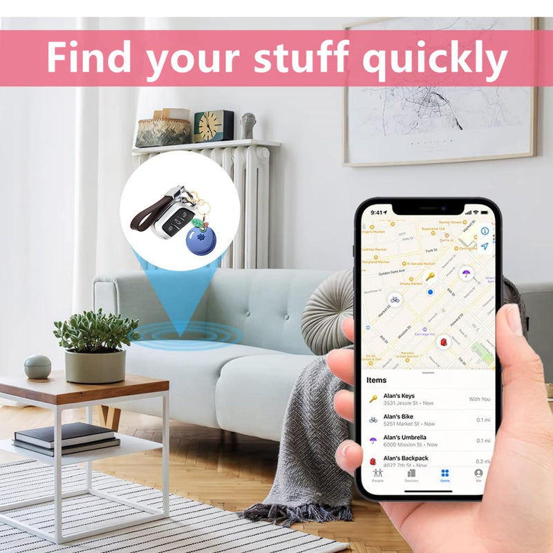 BORKUANA PU Leather Keychain holder Protective Case Compatible with AirTag | Cute Drop-proof Cover with Keyring,Anti-Scratch Finder GPS Tracker Case for Wallet Keys,bag,Backpack,pets,luggage,Fruit Blueberry