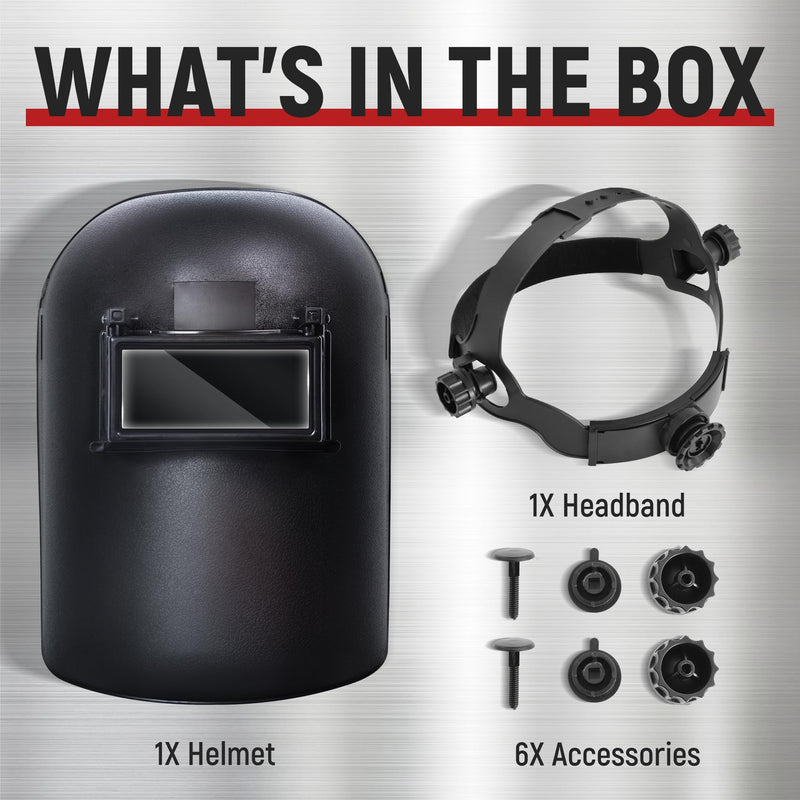 TOPDC Welding Helmet 3.86"x1.61", Flip Front Welding Mask with Adjustable Headgear, Shade 11 TD-LY800B Black