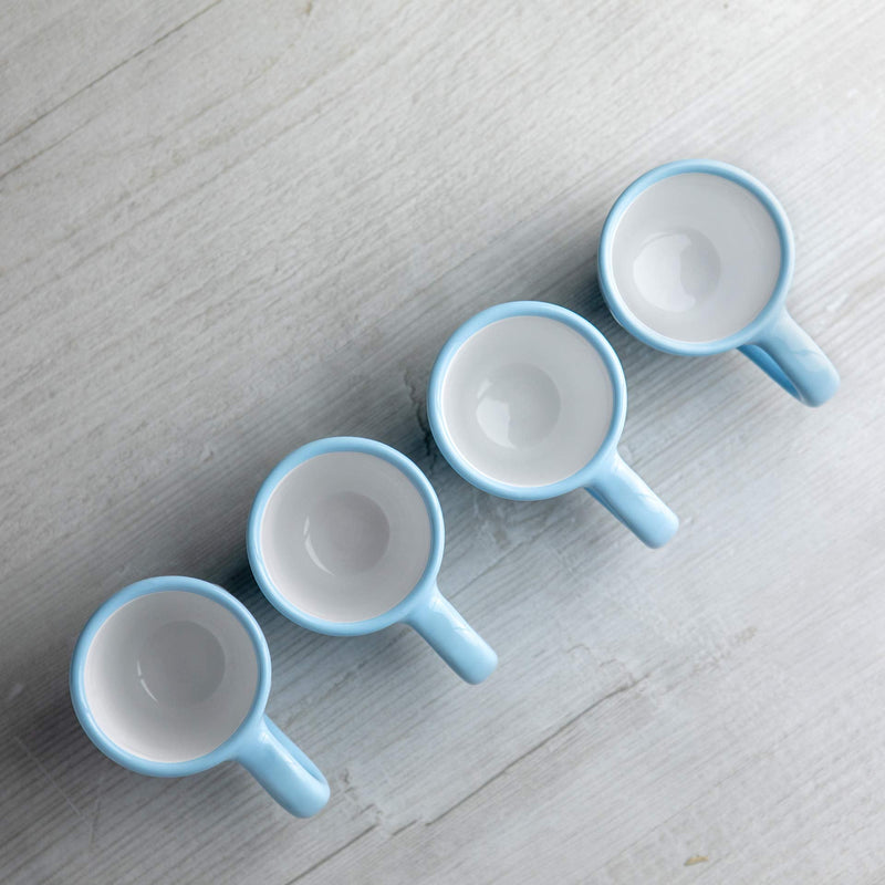 City to Cottage Ceramic Espresso Cups of 4, Small Expresso Shots, Demitasse, Perfect for Espresso Machine, Handcrafted Cups (Sky, Baby Blue Polka Dot)
