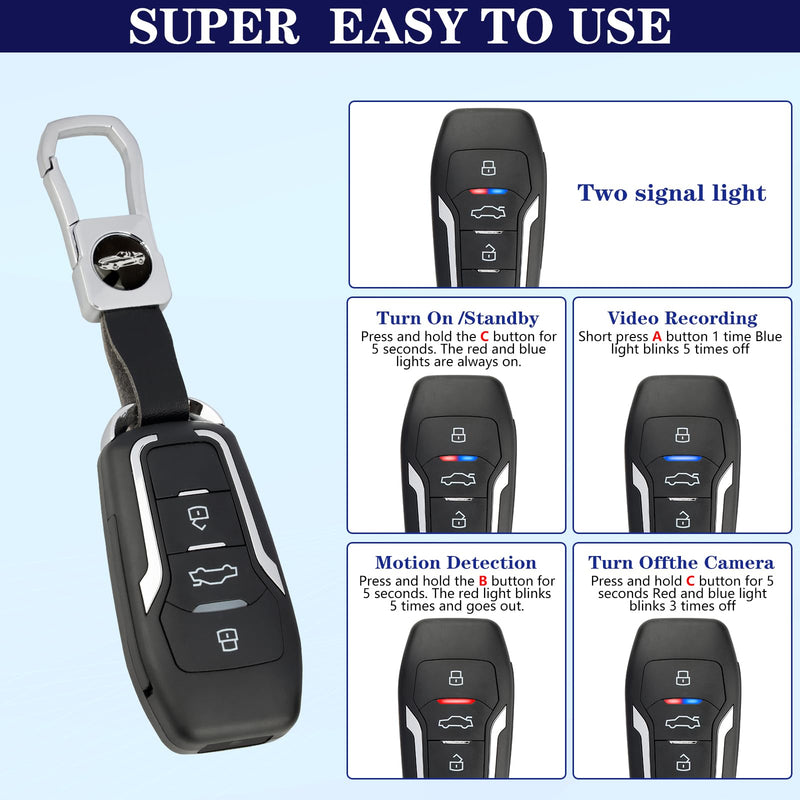 64GB Hidden Camera Car Key - with Motion Detection, 300 Mins Battery, for Indoor Outdoor Nanny Cam Surveillance