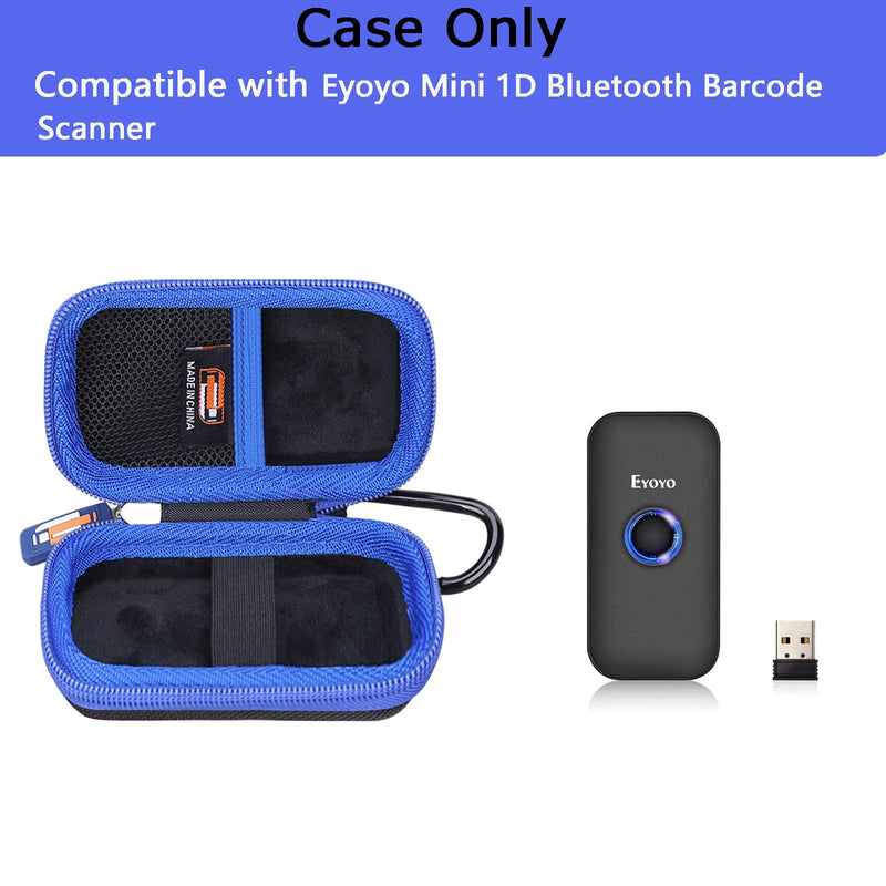 Hard EVA Carry Case Compatible with Eyoyo Mini 1D/2D Eyoyo 1D/2D Bluetooth Barcode Scanner, Portable Travel Storage Box with Strong Zipper & Carabiner Clip (Case Only)