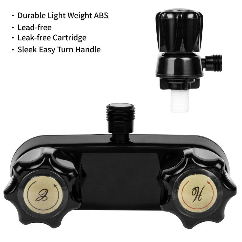 RV Shower Faucet, RV Camper Shower Faucet Replacement, 4” Shower Valve Diverter Assembly Kit, Bathroom Shower Mixing Valve Control for RV Camper Van Travel Trailer Motorhome, Black