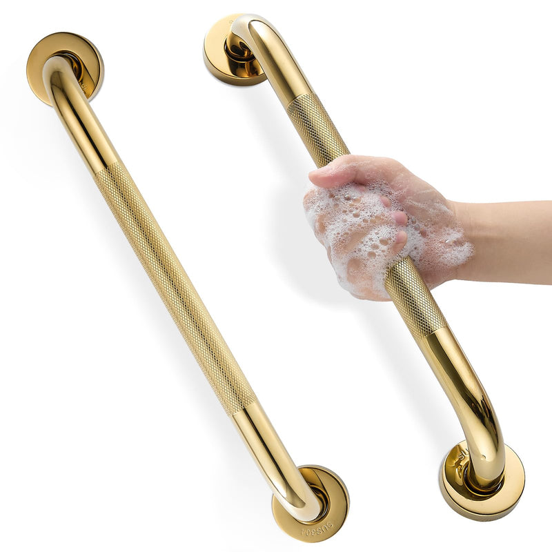 Grab Bars for Shower, Zynuhmo 2 Pack 16 Inch Anti Slip Stainless Steel Bathroom Safety Shower Grab Bar Handrails for Handicap Injury Pregnant Senior Assist Shower Handles(Titanium Gold, 1" Diameter) Titanium Gold