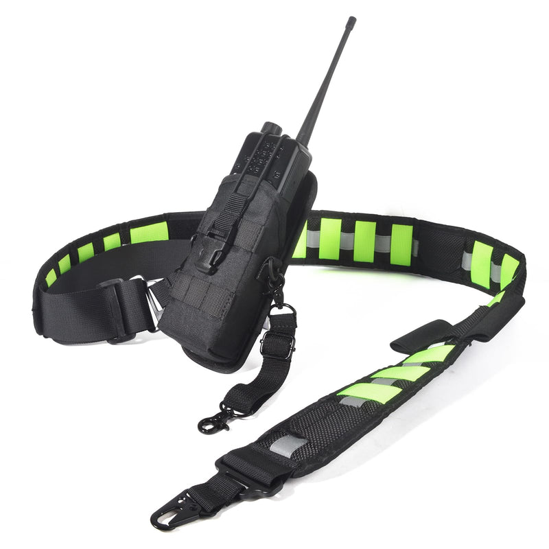 TWAYRDIO Radio Strap, Large MOLLE Walkie Talkie Holster&Anti-Sway Strap Kit | High Visibility Reflective Adjustable Radio Shoulder Strap Harness, Two-Way Radio Molle Case Holder for Motorola Baofeng HT