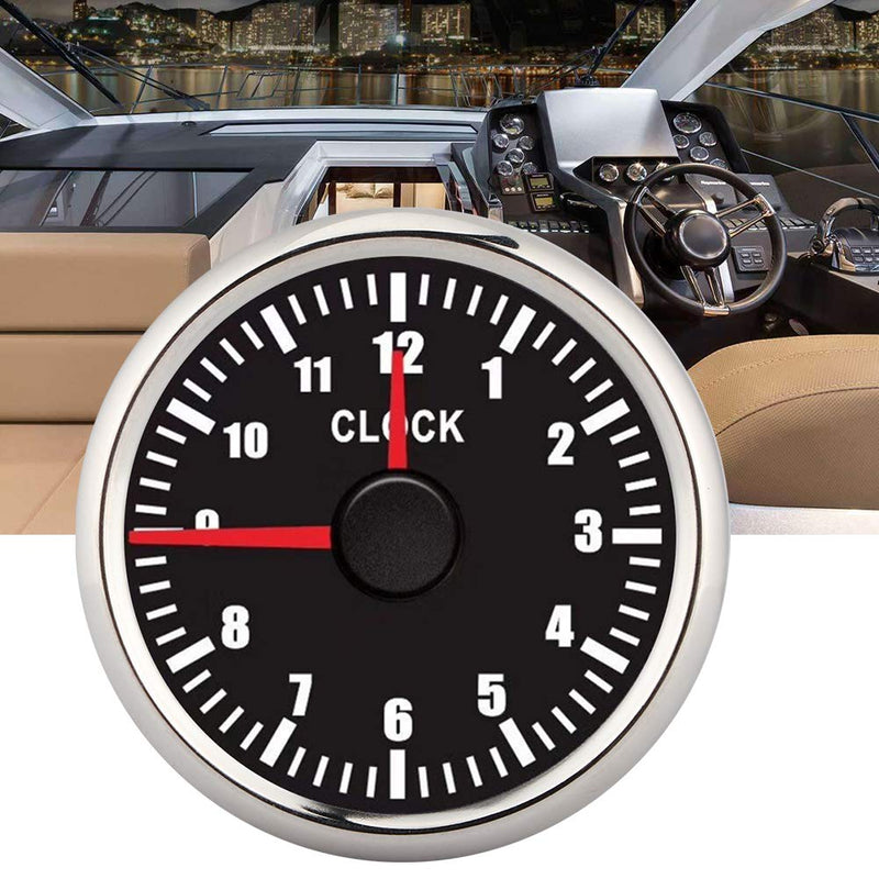 2in Universal 0 12 Hourmeter Clock Instrument Panel Gauges Display Red Backlight 12V 24V for Car Boat Yacht Automotive Clocks The of Low Power Consumption Long Life and high pr (Black) Black