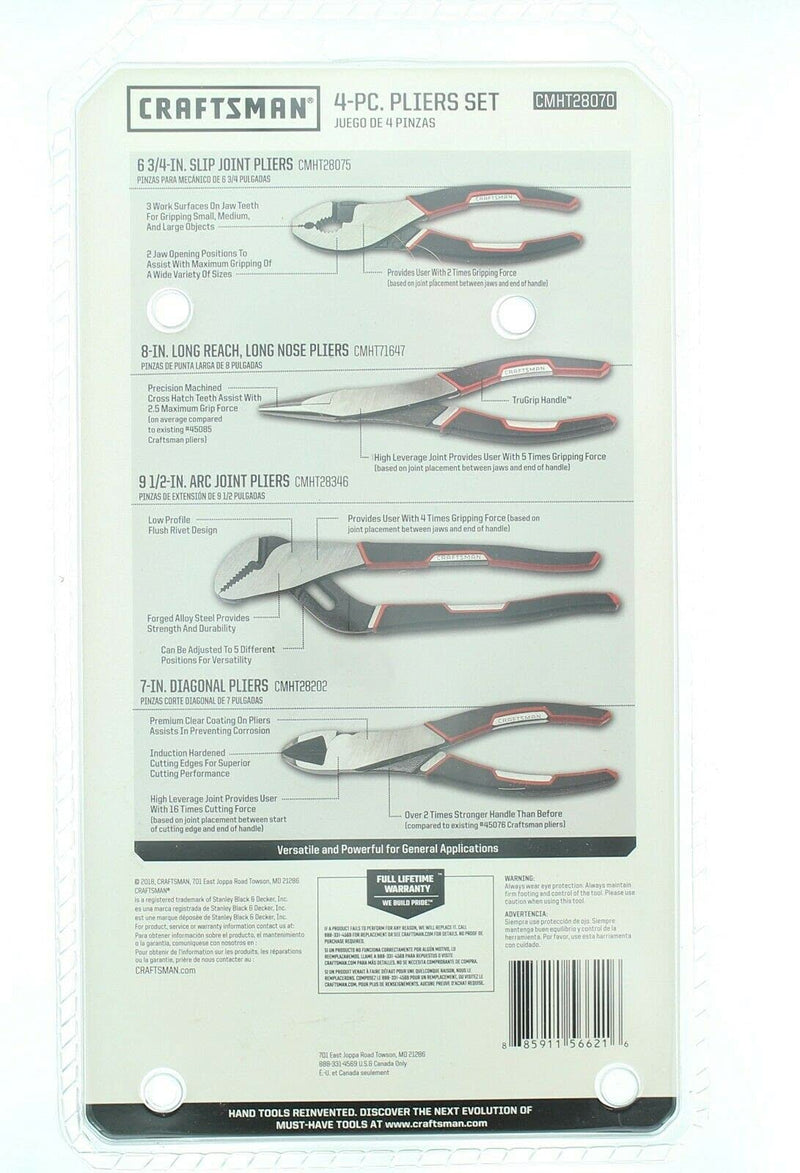 CRAFTSMAN 928070 4 Piece Pliers Set