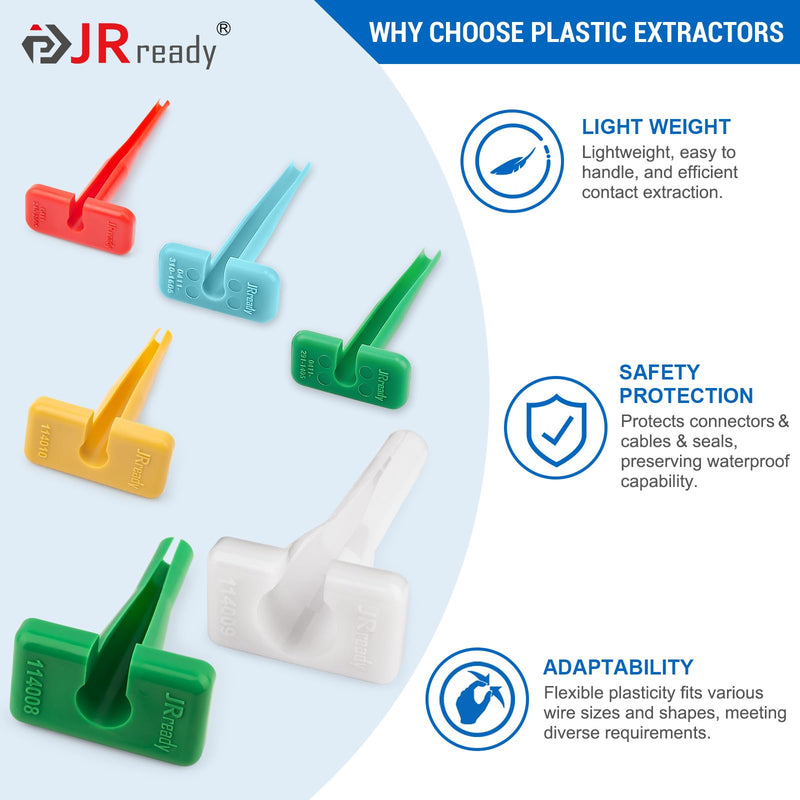 JRready ST5327 Deutsch Pin Removal Tool Kit for 4#8#12#16#20# Solid/Stamped Contacts 6-22 AWG, Plastic Terminal Release Tool Kit for Deutsch DT,DTM,DTP,HD Series Connector, 12PCS Extraction Tools 6-22awg