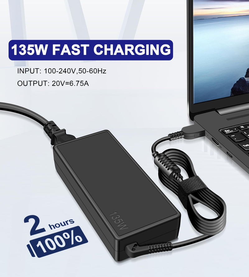 135W Charger Compatible with Lenovo ThinkPad Universal Thunderbolt 3 4 Dock Gen 1 2, Ultra/Pro Docking Station Power Cord, ideapad Gaming 3-15 L340/Yoga 9i Laptop Adapter ADL135NDC3A