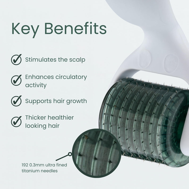 [AUSTRALIA] - Regrowz Derma Roller 0.5mm Titanium Microneedle Tool for Hair Growth, Beard Growth & Scalp Care – 192x Needle Dermaroller for Men and Women Green