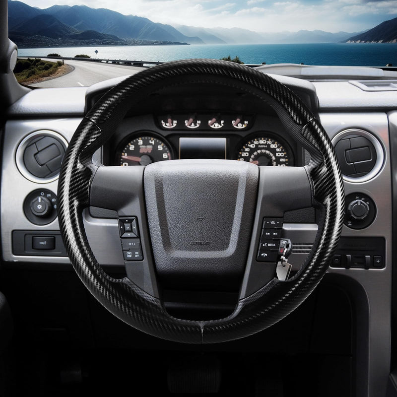 Steering Wheel Cover for Ford F150 2009-2014/ Ford Expedition 2015-2017, Car Steering Wheel Cover Protector Accessories for Ford (Matte Black) Matte Black For F150 2009-2014