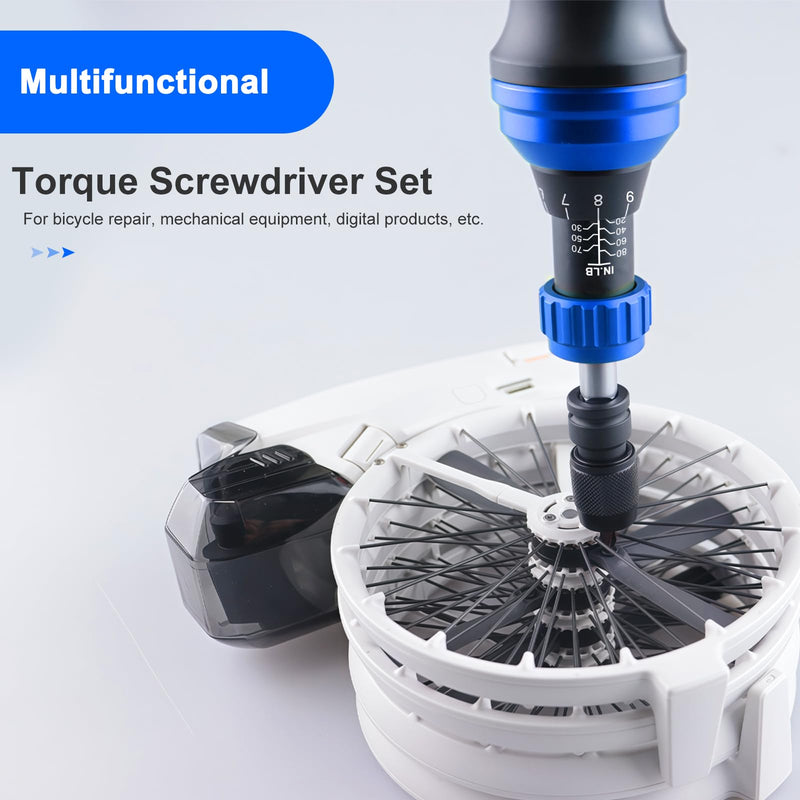 25-Piece Inch Pound Torque Screwdriver Set 1/4 Drive,10-80 In.lb Torque Screwdriver for Gunsmithing,Electronics, Bikes, Motorcycles & DIY Projects 1/4" 10-80 LB.IN