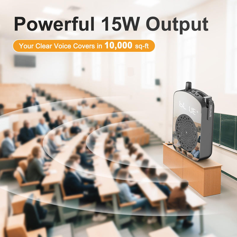 PRUNUS A10 Voice Amplifier Wireless with Lavalier Microphone Charging &Storage,Portable Voice Amplifier with Laple Mic Speaker,Mini Voice Amplifier for Classroom,Speech,Training Outdoor (Black) Black