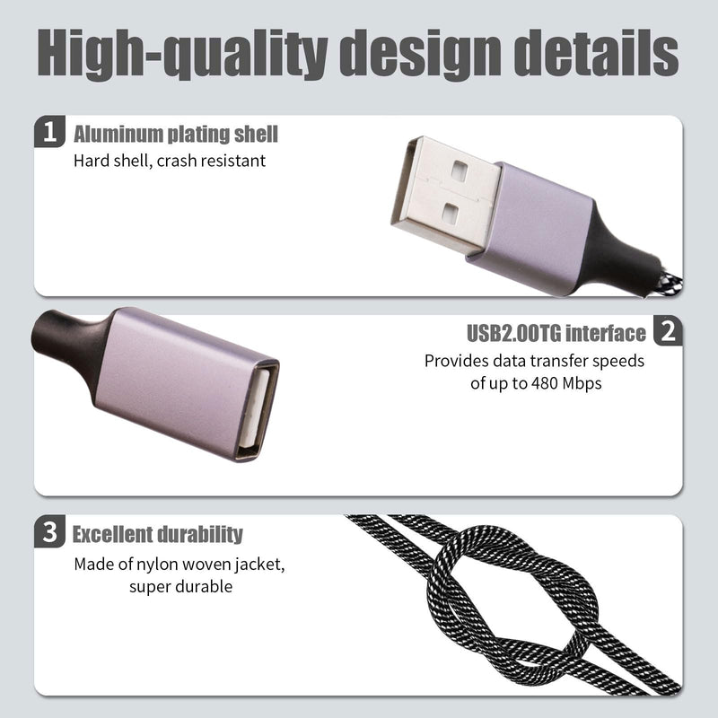 USB A Splitter(10 inch Long),USB A Splitter 1 in 2 Out,USB A Male to 2 Female USB Y Splitter,USB Splitter for Charging Slow and Data Transfer for Webcam/Printer/USB Devices/Laptop Etc.