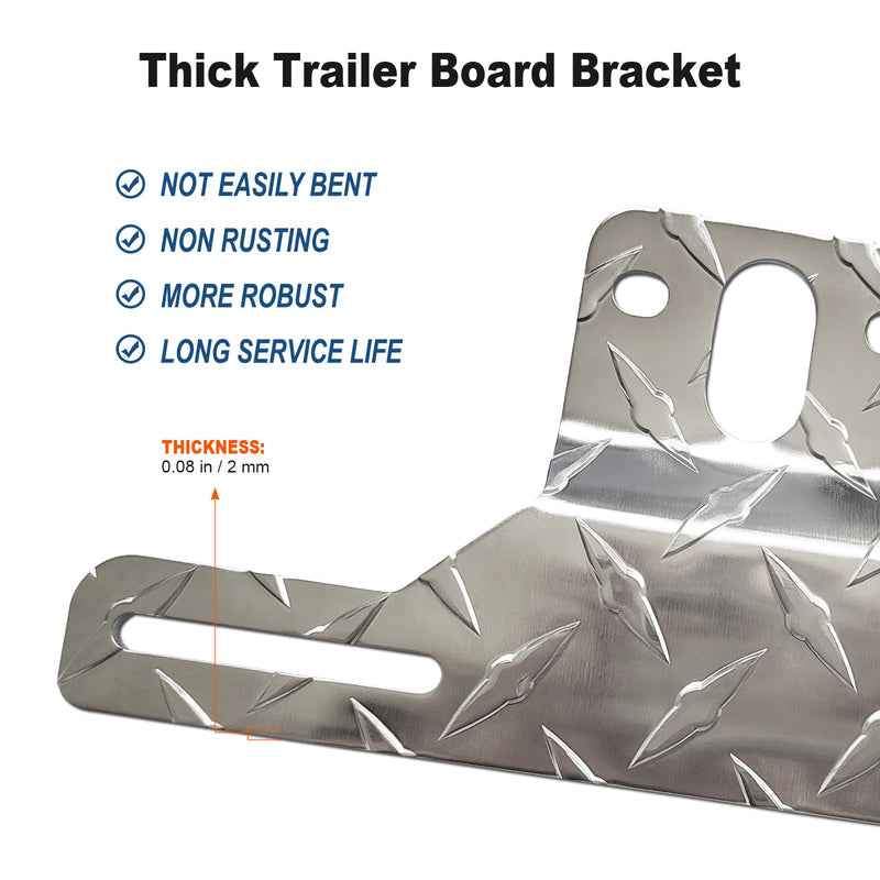 Trailer License Plate Bracket Frame- Aluminum Heavy-Duty Bracket Holder for Trucks, Trailers, RVs, Boats, 1 Pack Universal License Plates with Mounting Screws, Caps