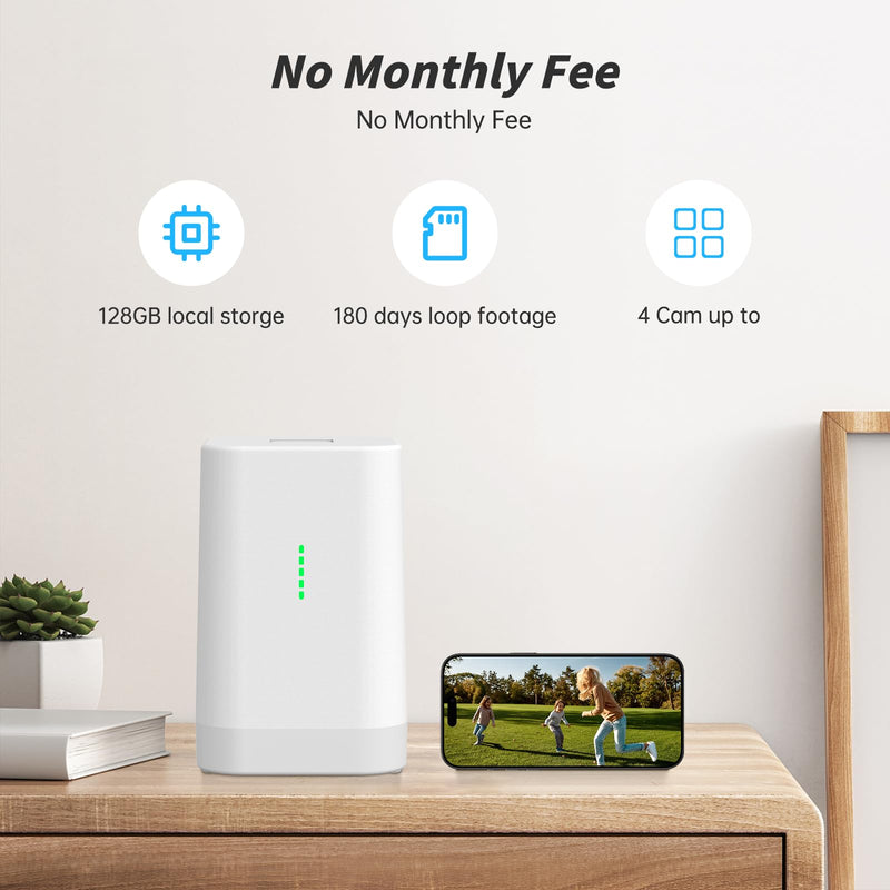 Security Cameras Wireless Outdoor,No Subscription,2 Cam-Kit,Support 2.4G & 5G WiFi Router,Home Security System with 2K Night Vision,Supports 128GB Local Storage,PIR Alerts,Motion Detection White 2P