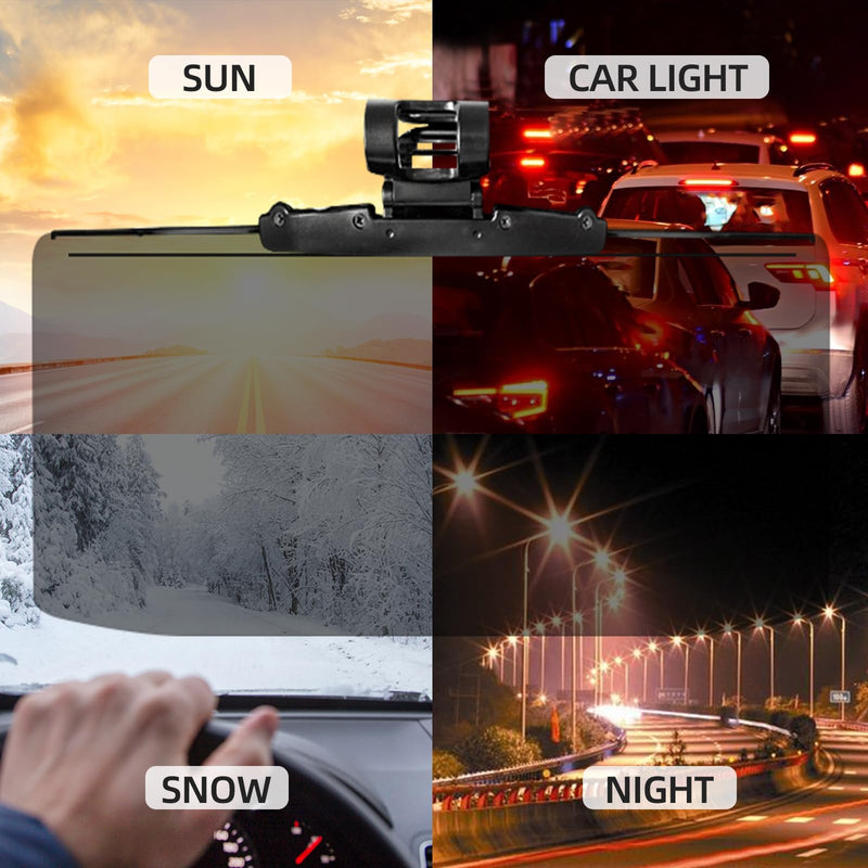 Polarized Sun Visor Extender for Car, Night Driving Visor Anti Glare Car Visor Extension Angle Adjustable Sun Blocker Visor for Car Windshield