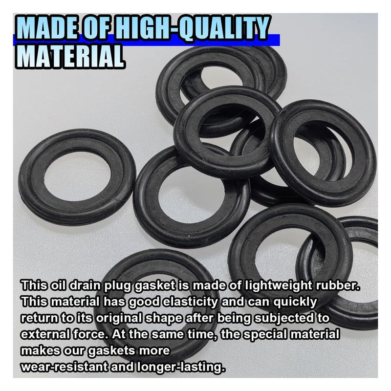 10PCS Oil Drain Plug Gasket, M12 Rubber Car Sealing Gasket Replacement for OEM#12616850, Engine Oil Pan Crush Washers for Buick, Ford, Landrover, Volvo (M12)