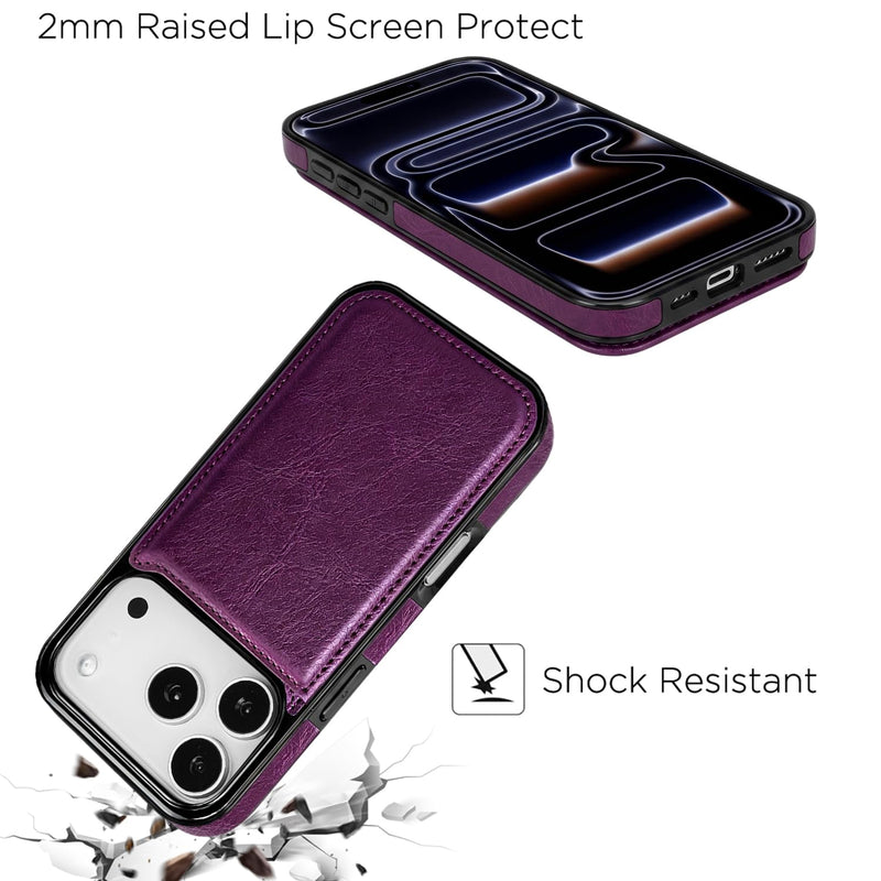 uCOLOR for iPhone 17 Pro Wallet Case Flip Wine Red | PU Leather RFID Blocking with Card Holder Slots for Women Men Magnetic Clasp Kickstand 6.3"