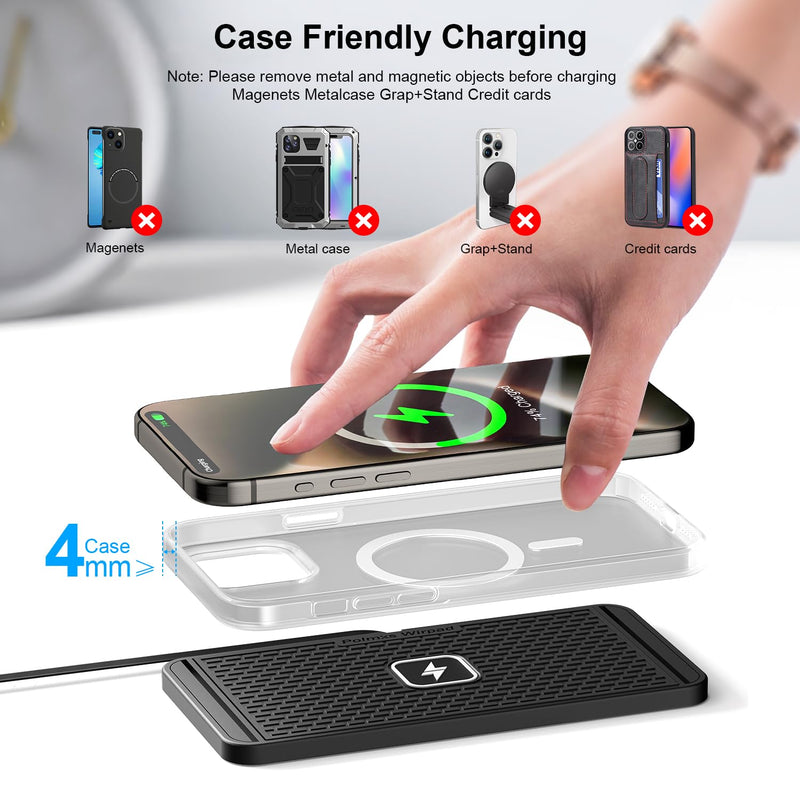 25W Wireless Charger Car Fast Wireless Charging Pad DIY Wireless Phone Charger Mat Compatible with iPhone 17/16(25W)/15/14/13/12(7.5W) (P21)