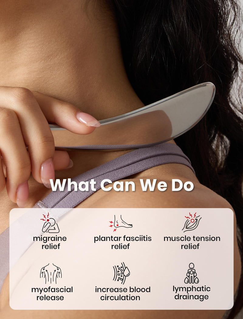 lifechill Metal Massage kit,Stainless Steel Body gua sha Tool,Pressure Point Trigger Point Massage Tool for deep Tissue Pain Relief,Muscle Scraper Tool for Fascia Release,Lymphatic Drainage Massager S 2