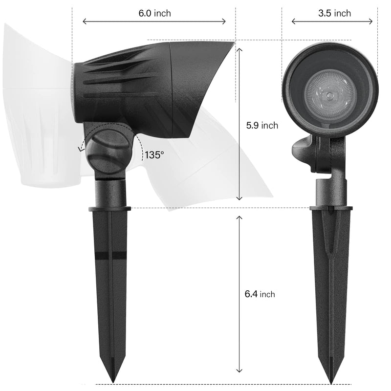 Outdoor Low Voltage Landscape Light 50 Watt Halogen Spotlights 12 Volt Flood Lights 3000K Warm White with Connector and Stake 1 Pack