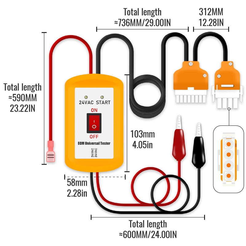 ECMPro Universal ECM Motor Tester for Electronically Commutated Motors 24 Inch Leads Provides Go/No Go Results No Batteries Required ECM Motor Tester HVAC