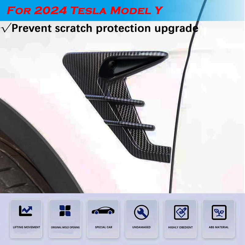 YHCDSEA for 2024 Tesla Model Y HW4.0 Side Camera Indicator Protection Cover Decoration Accessories fit for Tesla Model Y with HW4.0 (Glossy Carbon Fiber Pattern) MY-Glossy Carbon Fiber Pattern