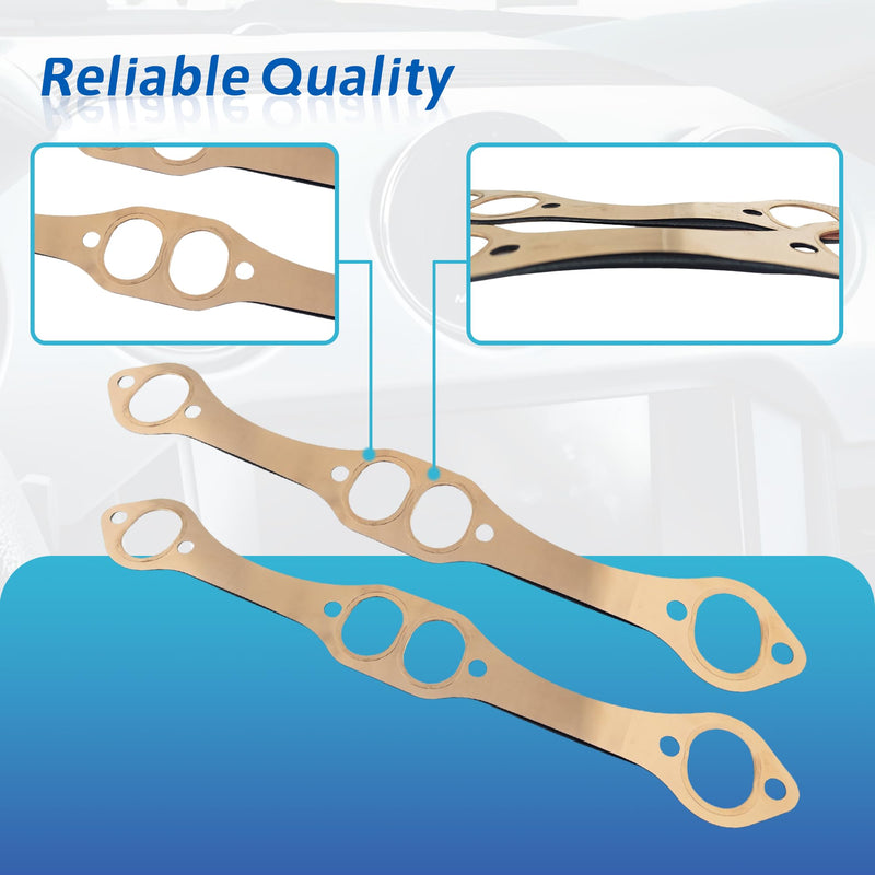2PCS for sbc Header gaskets Compatible with Chevy SB 327 305 350 383 Header Collector Gasket,SB Block Hugger Headers Gaskets