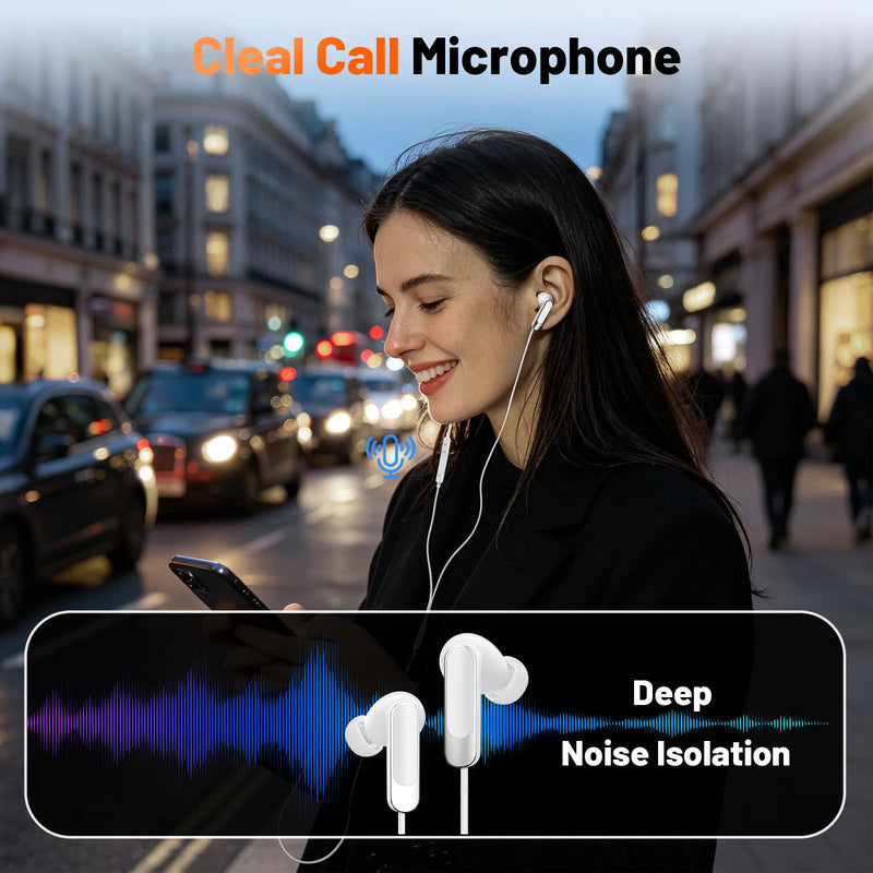 USB-C Headphones for iPhone 17 16 15，Wired Earbuds Type C Earphones | 2 Pack Clear Mic & Remote Control, Nosie Reduction, Wired for iPhone, Android,Galaxy S25 S24 Ultra, Pixel