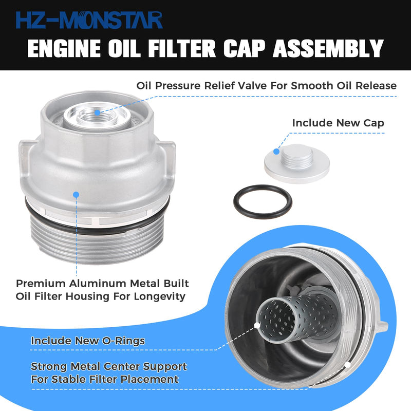 Oil Filter Housing Cap Assembly 15620-31060 Compatible with Toyota Camry Tundra RAV4 4Runner Tacoma Highlander Sienna Venza Avalon Fj Cruiser Oil Filter Housing Cover Replace 15643-31050