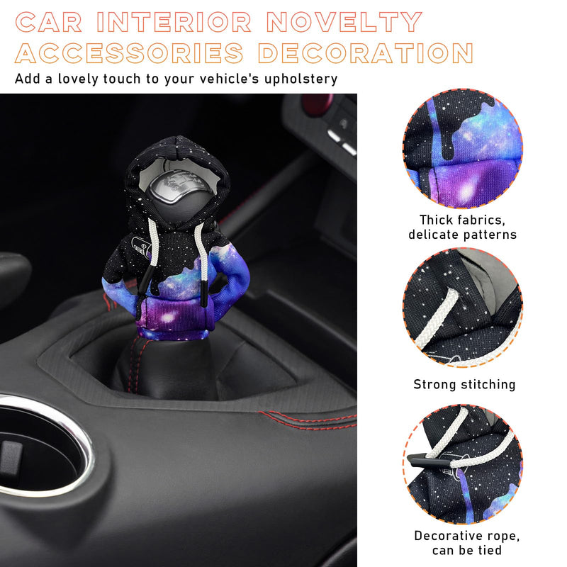 Car Gear Shift Hoodie, Mini Funny Fashionable Automotive Gear Shifter Cover, Winter Warm Car Shift Knob Sweater Protector, Universal Interior Car Accessories for Decoration (Starry Sky) Starry Sky