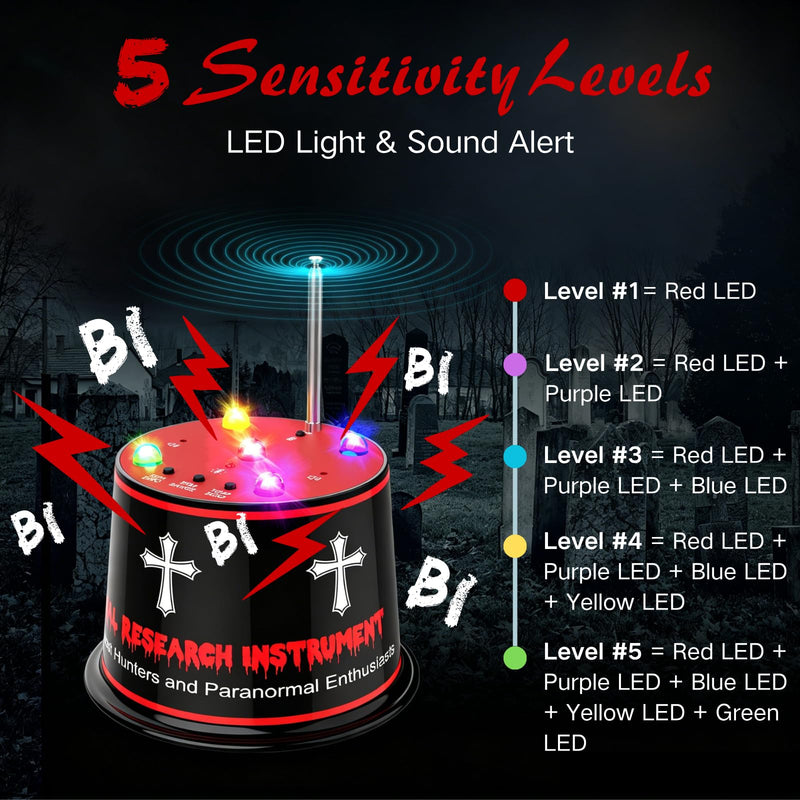 Ghost Hunting Paranormal Investigation Equipment, Next-Gen Ghost Detector with EMF & Auto Temp Deviation Detection, Adjustable 5 Sensitivity Levels with Auto-Calibration, 40-60 hr 9V Battery Powered
