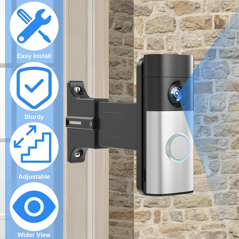 Adjustable 2" to 4.7" Doorbell Extender Mount for Ring Newest 2026 Battery Doorbell/Plus/Pro & Wired Doorbell/Pro/Plus, Doorbell Angle Mount, Brick Wall Mounting Bracket Holder for Wider View