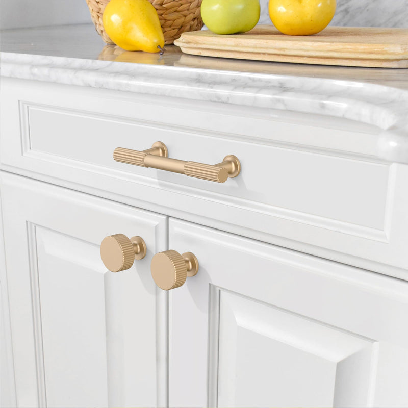 Amerdeco 10 Pack Champagne Gold Cabinet Pulls 3Inch(76MM) Hole Centers Kitchen Cabinet Handles Hardware for Cupboard Handles Drawer Pulls ZH0071 3"/76MM Pull