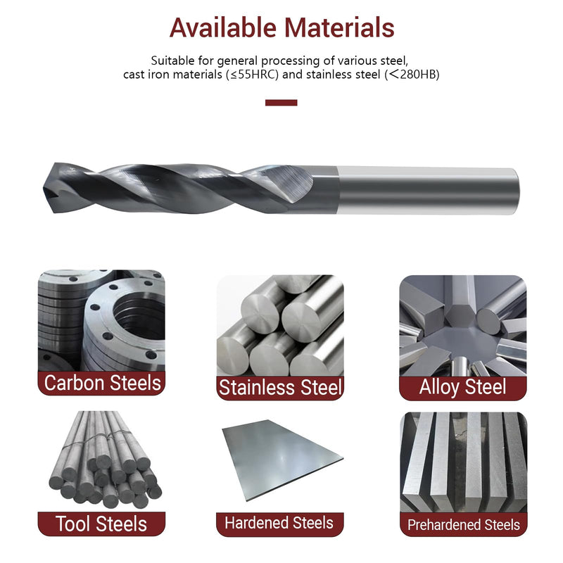 5/16 Carbide Drill Bit: Max 700 Holes for Hardened Steel Stainless Steel Hot Working Steel Metal CNC Tungsten Solid Carbide TiAlSi Coating Jobber Drill Bits 135° Point Angle TiALSi Coating （Black） 5/16 in