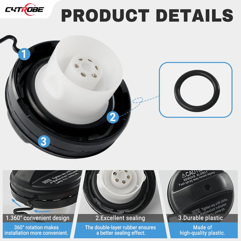 Gas Cap Fuel Cap Compatible with 2002-2009 Toyota Corolla Camry Sienna Solara 4Runner Avalon Tacoma Matrix Highlander Sequoia Tundra Lexus ES300 330 GS300 GS430 GX470 Scion tC Replace 77300-33070