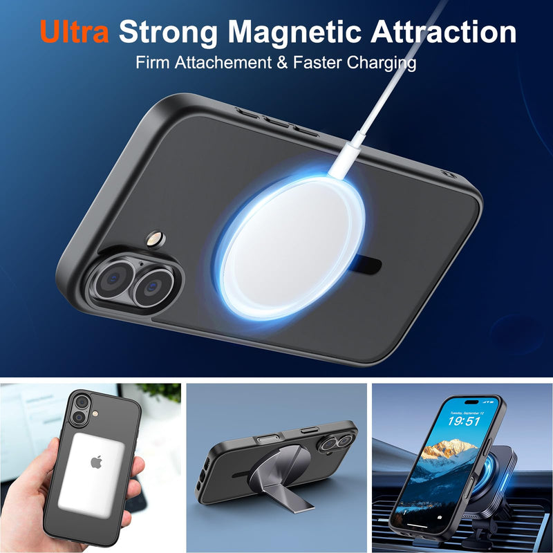 Compatible with iPhone 17 Phone case Magnetic (Compatible with MagSafe) (Military Grade Anti Drop Protection) semi Transparent Matte Shockproof and Anti Fingerprint Phone case 2026