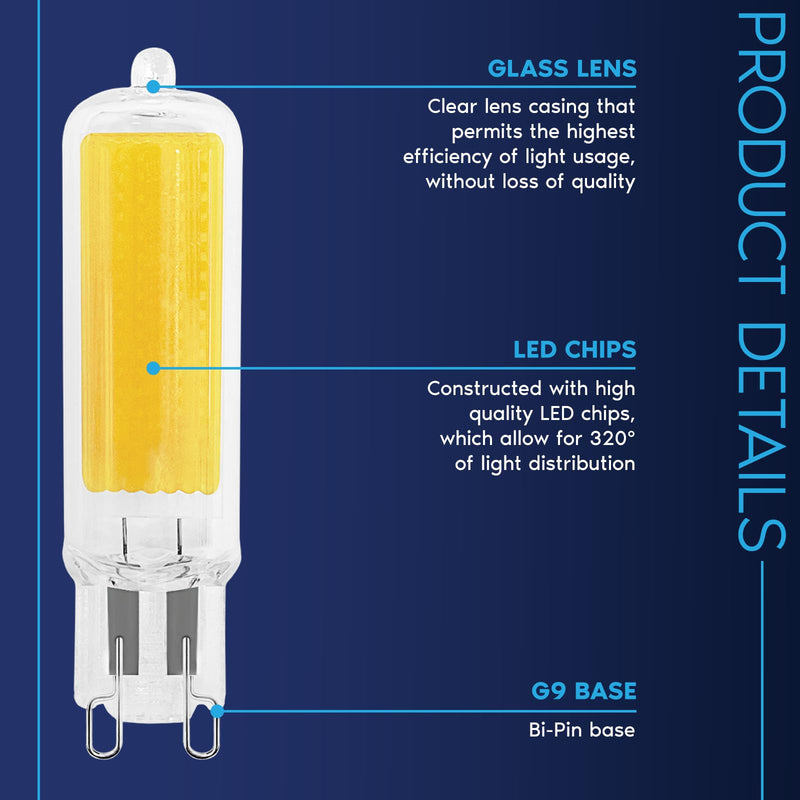 LUXRITE G9 LED Bulb Dimmable 4.5W, 50 Watt T4 G9 Halogen Equivalent, 3500K Natural White, 450 Lumens, Glass G9 Bi Pin Base, 320° Beam Angle, ETL Listed (5 Pack) 3500k (Natural White) 5 Count (Pack of 1)