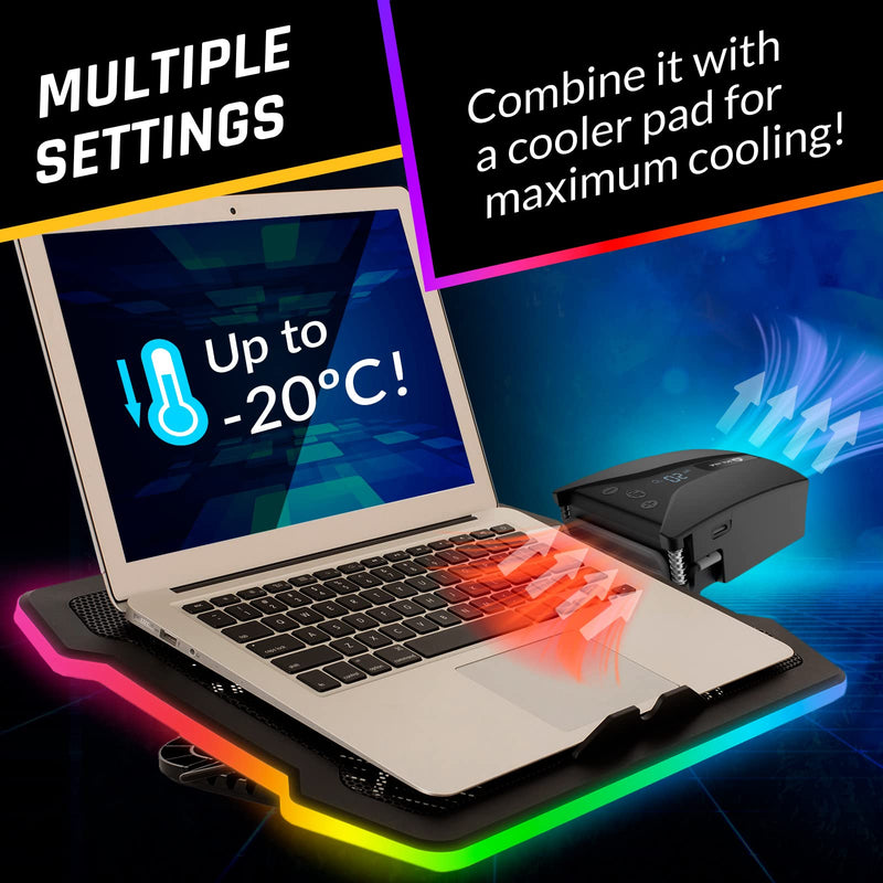 KLIM Tempest Laptop Cooler with Vacuum Fan - New - Gaming Laptop Fan with Display - Temperature Detection + Automatic/Manual Mode - 4000 RPM - Portable - Compatible with Laptop Cooling Pads | Automatic Temperature Detection, Thirteen Speed Levels, Acce...