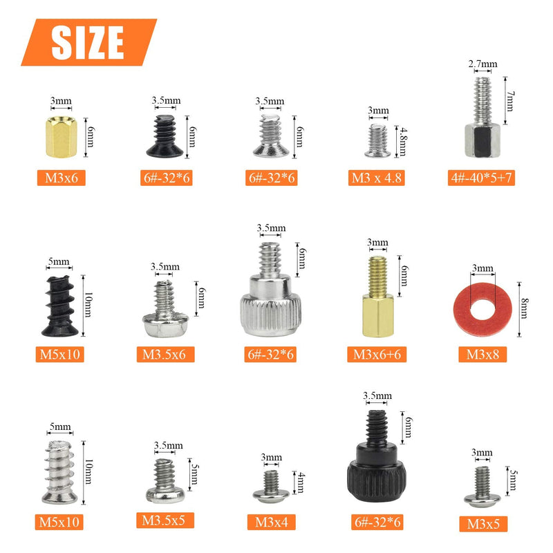 450 Pieces Computer Standoffs Spacer Screws Assortment Kit for Hard Drive Computer Case Motherboard Fan Power Graphics