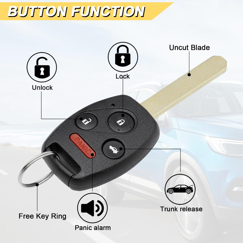 Key Fob Replacement for 2008-2012 Honda Accord Sedan(Not Coupes)/ 2009-2015 Pilot Car Keyless Entry Remote Control,KR55WK49308 35118-TA0-A00,4 Btns,2Pcs