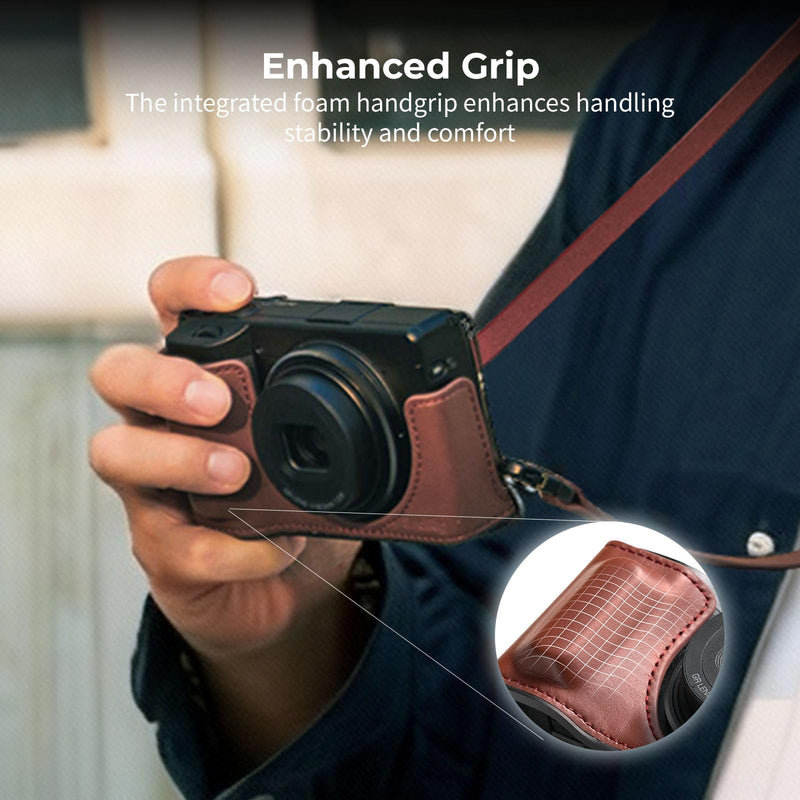 SMALLRIG GR IV/GR III Series Genuine Leather Case Kit, Camera Case for RICOH GR IV/GR IV HDF/GR IV Monochrome/GR III/GR IIIx, Vintage Half-Body Shell, Wrist Strap Red