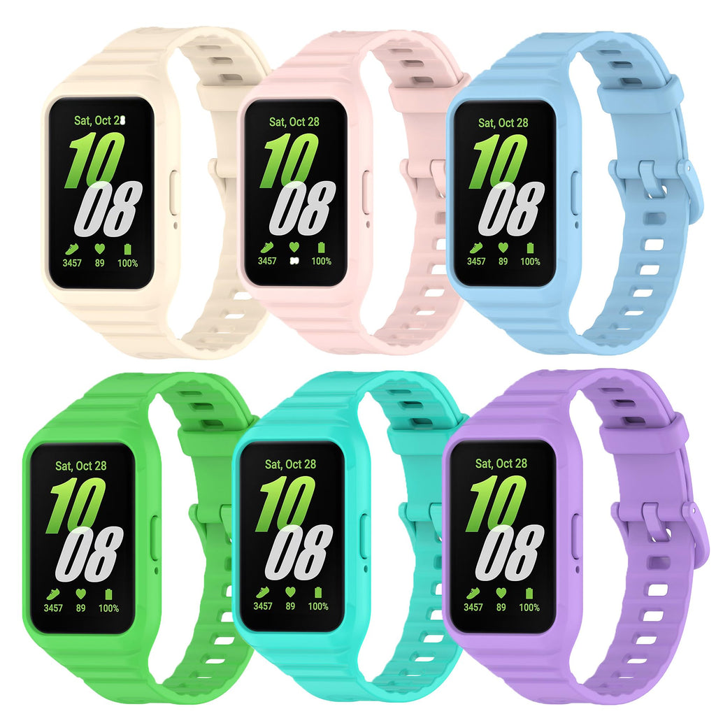 [6-pack]Compatible with Samsung Galaxy Fit3 (SM-R390) strap, one-piece TPU band, Sport Silicone Replacement Watch Bands for Galaxy Fit3 (SM-R390) strap for Men/Women 6PackB