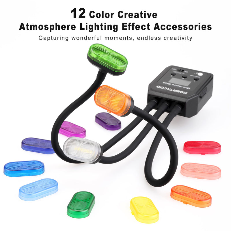 Triple Macro Flash, 2 Xenon (5600K),1 x LED Solid Light (6500K). | With Extended Arm for Insect and Plant Macro Photography, Compatible with Sony, Canon, Nikon and Fujifilm.